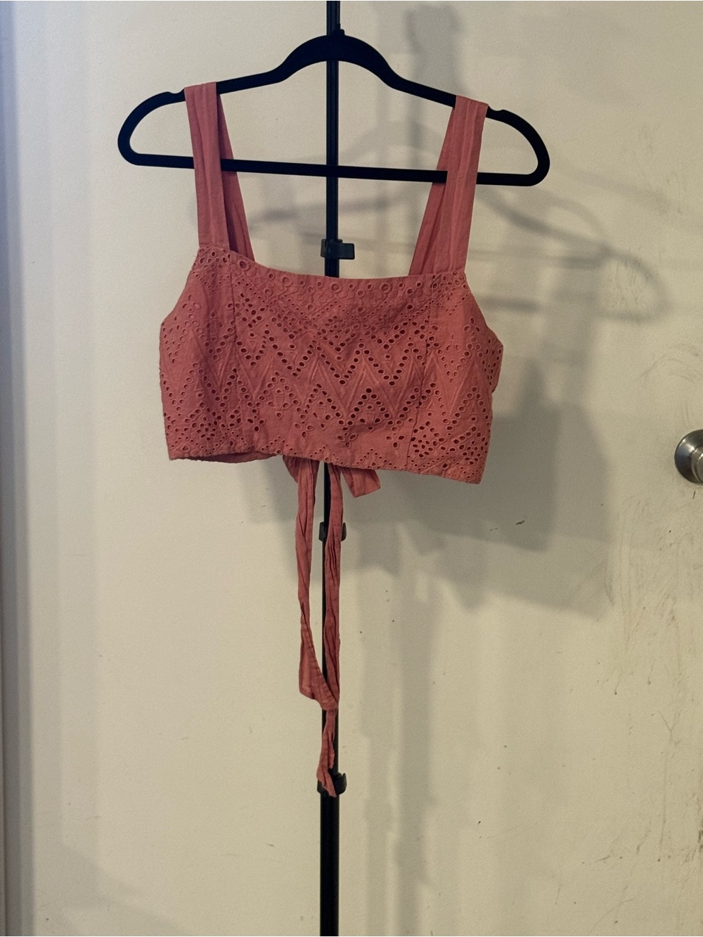 Free People Rose Eyelet Tie-Back Crop Top